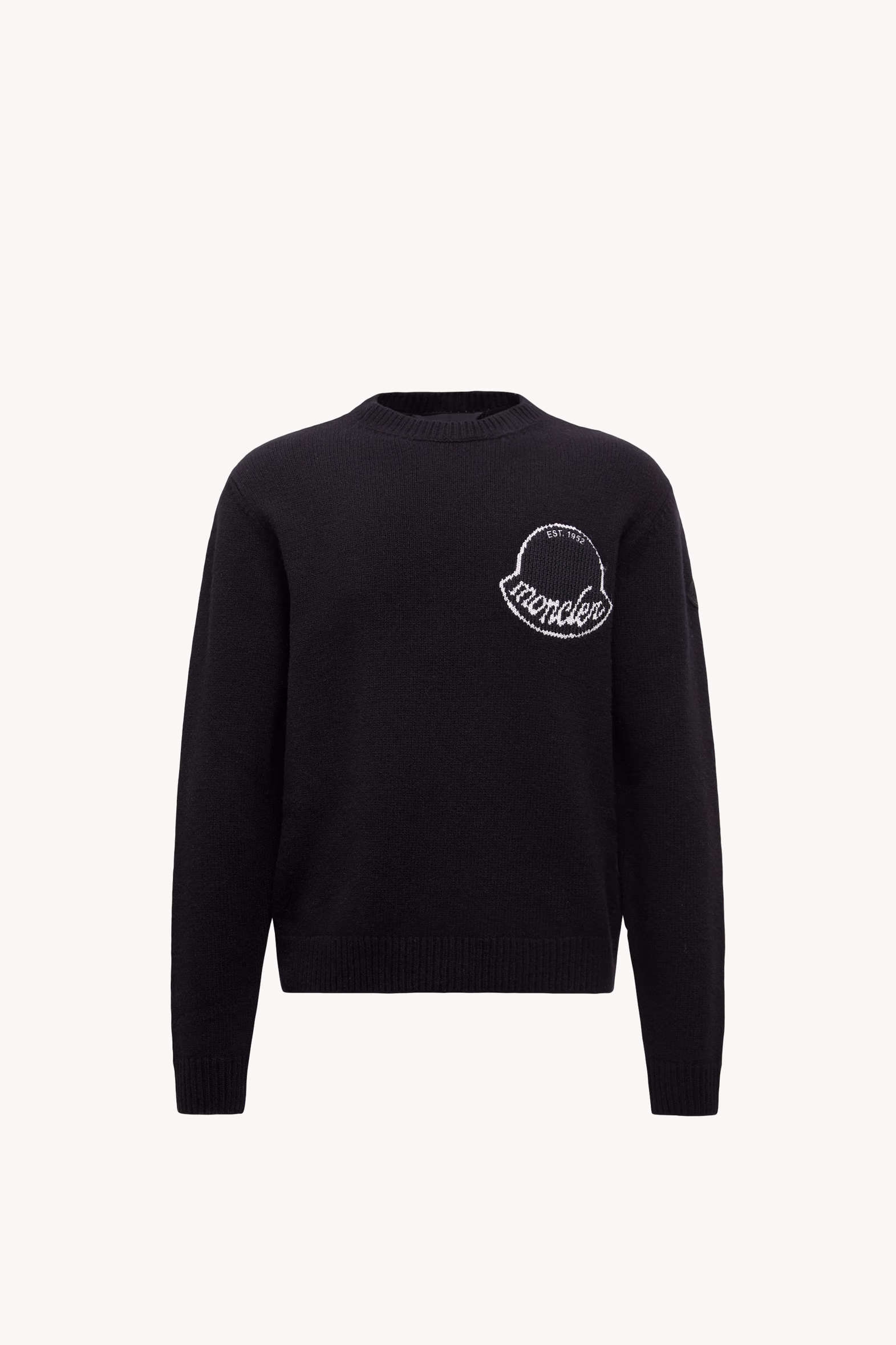 Embroidered Logo Wool Sweater Men Black Moncler 2